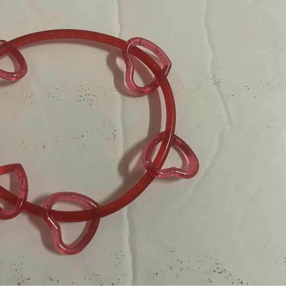 Dark Pink Hearts Kids Plastic Bracelet One Size
